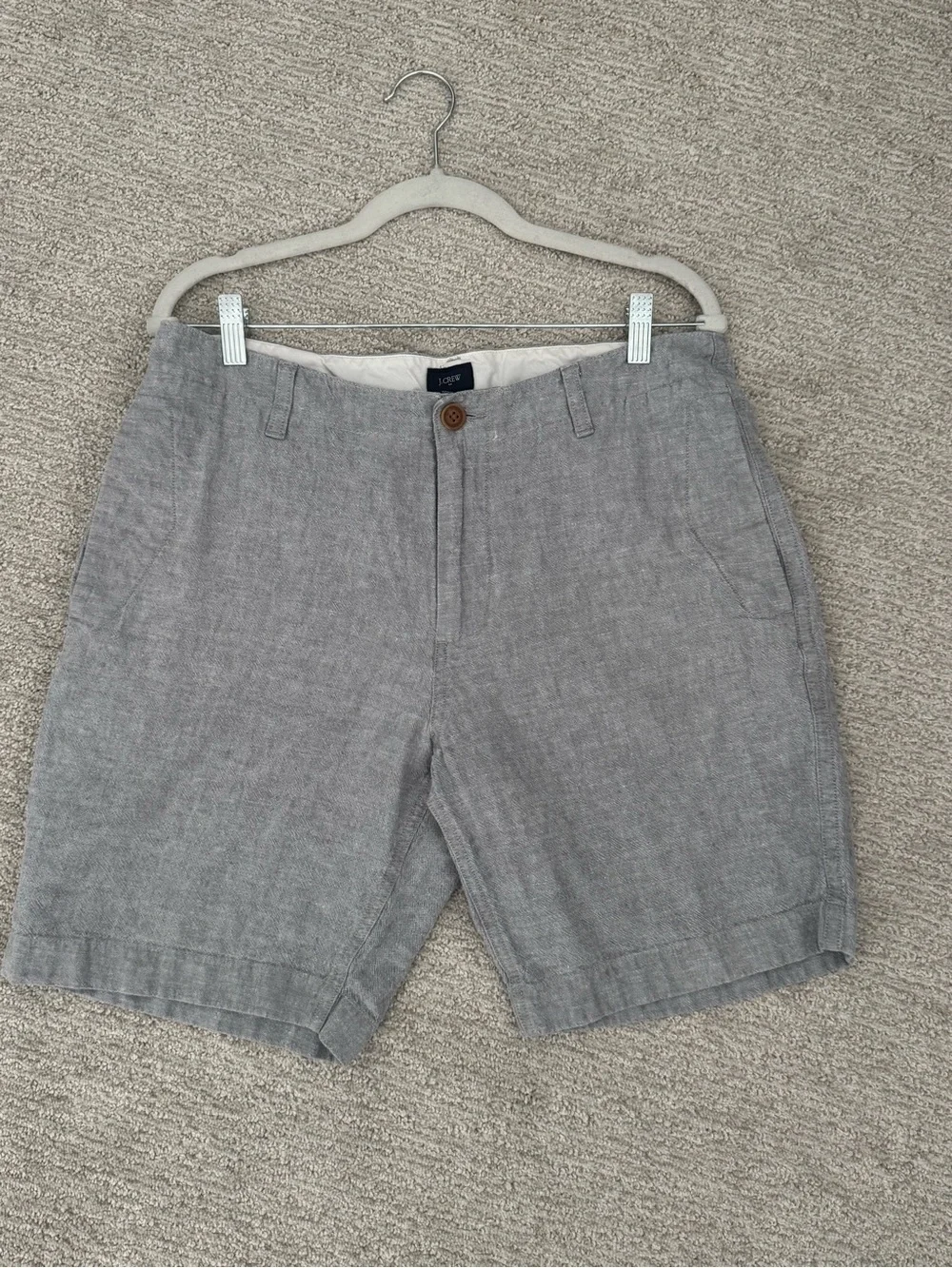 J.Crew Rivington Mens Flat Front Shorts Sz.34 /Gray Heather/Chino/linen Blend